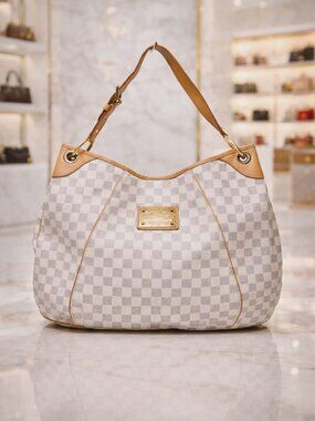 Authentic Louis Vuitton Galliera GM Damier Azur Hobo Shoulder Bag Large LV Tote